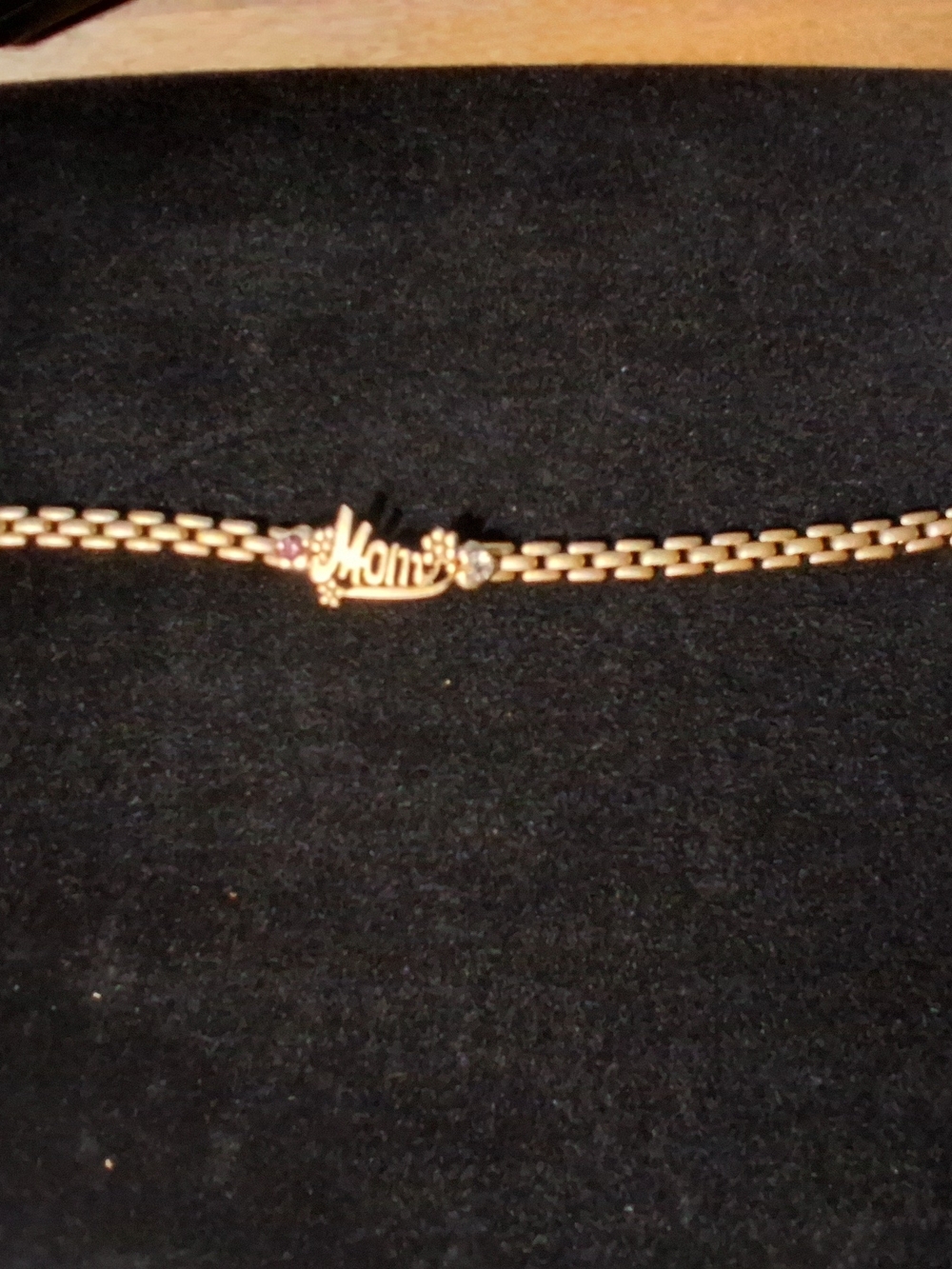 Mom Script Gold-Tone Bracelet with Accent Stones